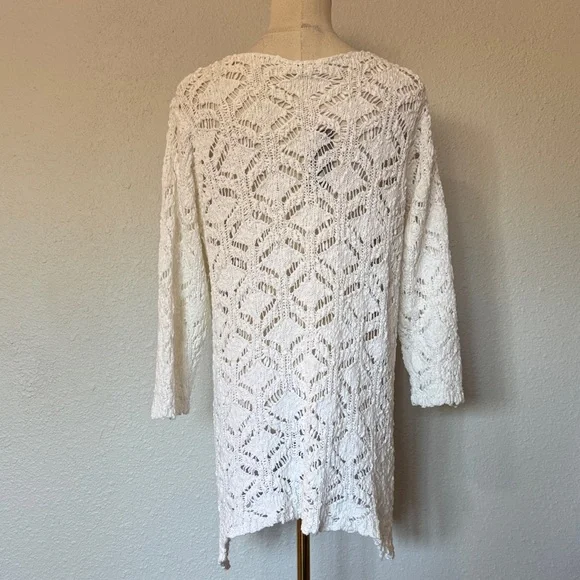 NWT J. Jill White Crochet Cotton Knit Sweater size Large - Picture 6 of 15